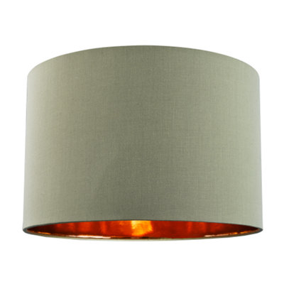 Contemporary Olive Cotton 12 Table/Pendant Lamp Shade with Shiny Copper ...