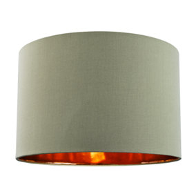 Contemporary Olive Cotton 12 Table/Pendant Lamp Shade with Shiny Copper Inner