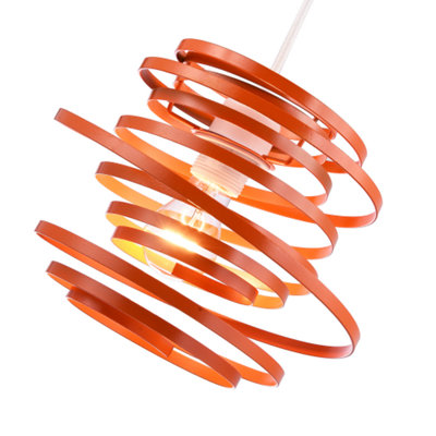 Contemporary Orange Gloss Metal Double Ribbon Spiral Swirl Ceiling ...