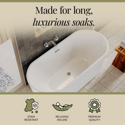 Contemporary Oval Freestanding Bath from Balterley - 1500mm x 750mm - 3