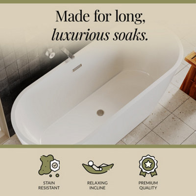 Contemporary Oval Freestanding Bath from Balterley - 1600mm x 780mm - 3