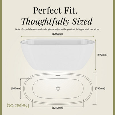Contemporary Oval Freestanding Bath from Balterley - 1700mm x 780mm - 4