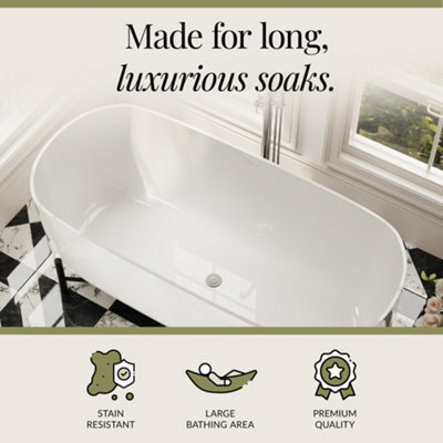 Contemporary Oval Freestanding Bath & Stand from Balterley - 1600mm x 770mm - 3