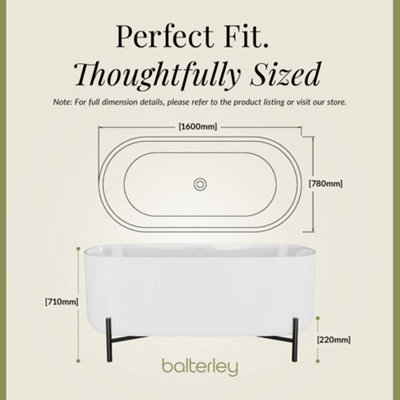 Contemporary Oval Freestanding Bath & Stand from Balterley - 1600mm x 770mm - 4