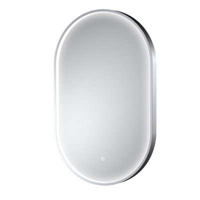 Contemporary Oval Inset Framed LED Touch Sensor Mirror - 800 x 500mm - Chrome - Balterley