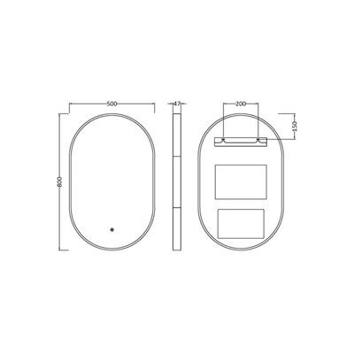 Contemporary Oval Inset Framed LED Touch Sensor Mirror - 800 x 500mm - Chrome - Balterley