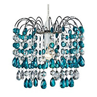 Contemporary Pendant Shade with Teal Acrylic Droplets