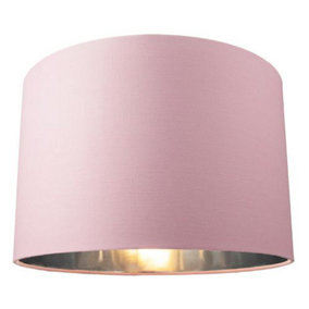 Contemporary Pink Cotton 12 Table/Pendant Lamp Shade with Shiny Silver Inner
