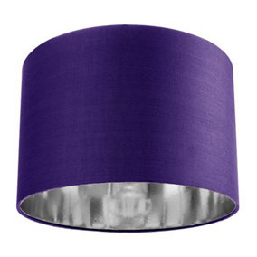 Contemporary Purple Cotton 12 Table/Pendant Lamp Shade with Shiny Silver Inner