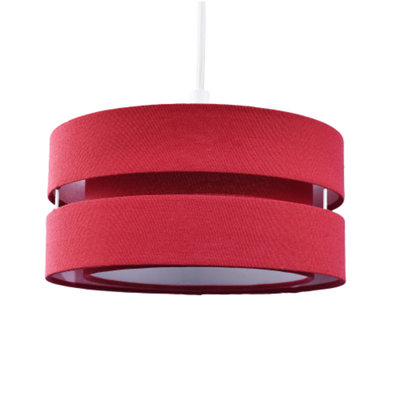 Contemporary Quality Burgundy Linen Fabric Triple Tier Ceiling Pendant Shade