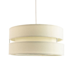Contemporary Quality Cream Linen Fabric Triple Tier Ceiling Pendant Light Shade