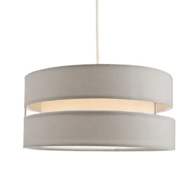 Contemporary Quality Grey Linen Fabric Triple Tier Ceiling Pendant Light Shade