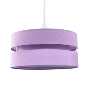 Contemporary Quality Lilac Linen Fabric Triple Tier Ceiling Pendant Light Shade