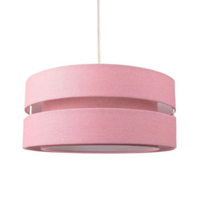 Contemporary Quality Pink Linen Fabric Triple Tier Ceiling Pendant Light Shade