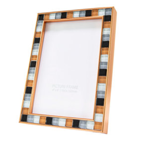 Contemporary Rose Gold Plastic Mosaic Style 4x6 Frame with Stained Glass Stones