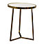 Contemporary Round 3 Leg Coffee Table with Marble Top, 400mm x 510mm - Brass/Marble - Balterley