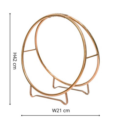 Contemporary Round Copper Log Holder 42cm