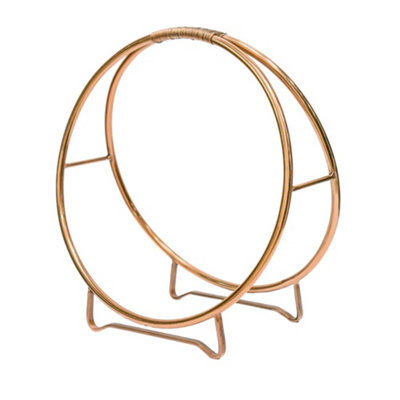 Contemporary Round Copper Log Holder 42cm