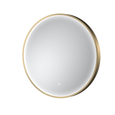 Contemporary Round Inset Framed LED Touch Sensor Mirror - 600mm - Brushed Brass - Balterley