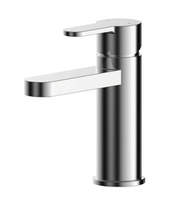 Contemporary Round Mono Basin Mixer Tap & Push Button Waste - Chrome