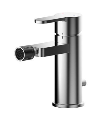 Contemporary Round Mono Bidet Mixer Tap With Pop Up Waste - Chrome