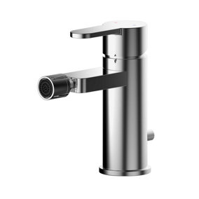 Contemporary Round Mono Bidet Mixer Tap With Pop Up Waste - Chrome