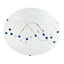 Contemporary Round Opal Glass Ceiling Light with Blue and Clear Crystal Buttons