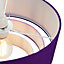 Contemporary Round Triple Tier Purple/Lilac Cotton Fabric Pendant Light Shade