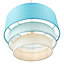 Contemporary Round Triple Tier Teal/Blue Cotton Fabric Pendant Light Shade