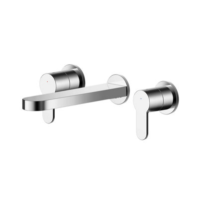Contemporary Round Wall Mount 3 Tap Hole Basin Mixer Tap - Chrome