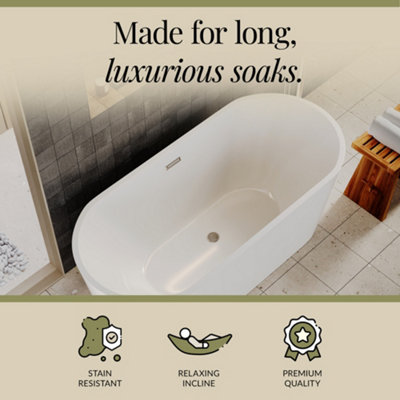 Contemporary Rounded Rectangular Freestanding Bath from Balterley - 1600mm x 780mm - 3