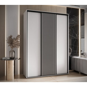 Contemporary Sapporo Sliding Door Wardrobe 170cm in White Matt: Chic Closet Organiser (H)2050mm (W)1700mm (D)600mm