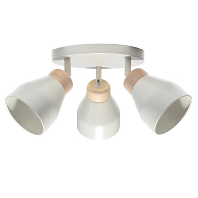 Contemporary Scandinavian Designed Triple Spot Ceiling Light in Muted Dove Grey