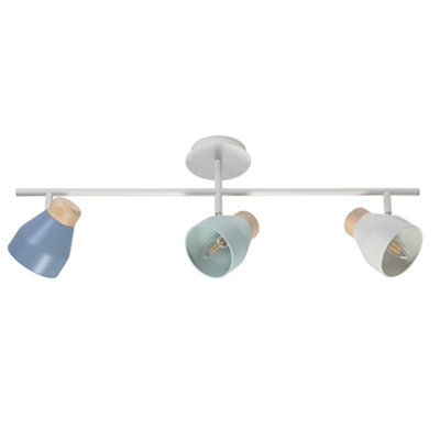 Contemporary Scandinavian Style Triple Bar Spot Ceiling Light in Grey and Blue