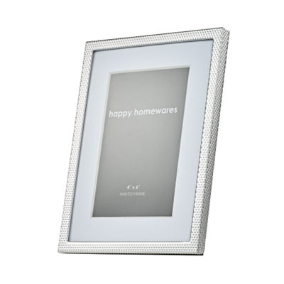 Contemporary Silver Plated Steel Metal 4x6 Picture Frame with Dimpled ...