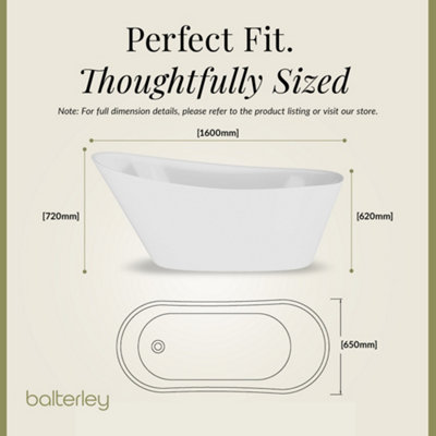 Contemporary Slipper Freestanding Bath from Balterley - 1600mm x 750mm - 4