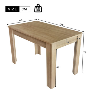Contemporary Solid Oak Dining Table - Sturdy Four-Legged Rectangular ...