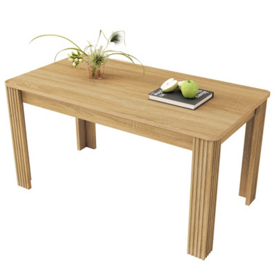 Contemporary Solid Oak Dining Table - Sturdy Four-Legged Rectangular ...
