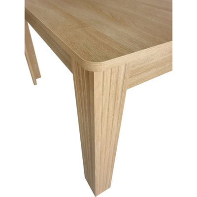 Contemporary Solid Oak Dining Table - Sturdy Four-Legged Rectangular ...