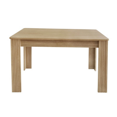 Contemporary Solid Oak Dining Table - Sturdy Four-Legged Rectangular ...