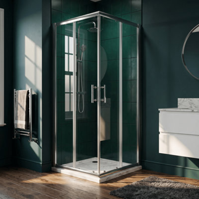Contemporary Square Corner Entry Shower Enclosure - 6mm Safety Glass ...