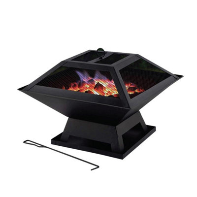 Contemporary Square Fire Pit & BBQ Grill