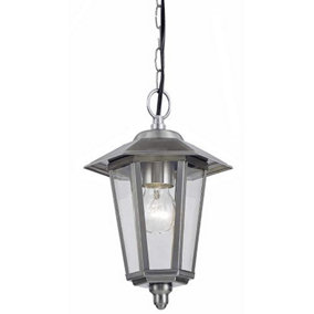 Contemporary Stainless Steel Hanging Lantern Porch Light