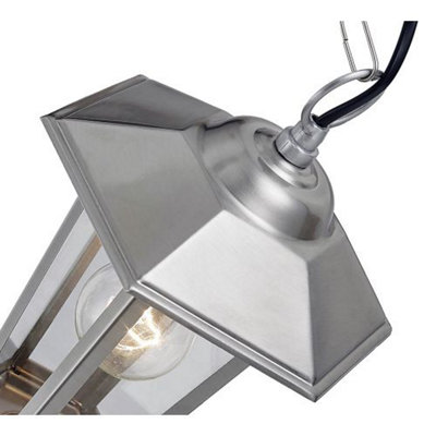 Contemporary Stainless Steel Hanging Lantern Porch Light