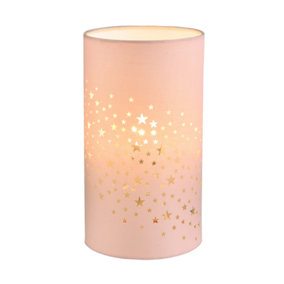 Contemporary Stars Decorated Children/Kids Blush Pink Cotton Bedside Table Light