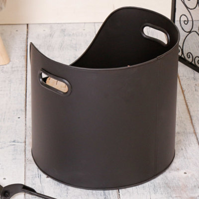 Contemporary Style Black Fire Screen Guard with Log and Kindling Bucket - 5