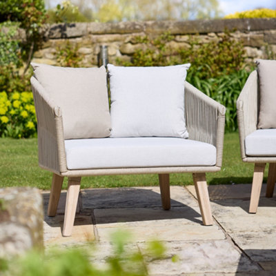 Contemporary Style Four Seater Summer Rattan Garden Furniture Set Acacia Wood  Outdoor Garden Sofa Set with Coffee Table - 8