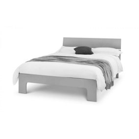 Contemporary Style Grey High Gloss Finish Double Bed Frame - 4ft 6" (135cm)