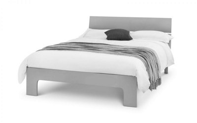 Contemporary Style Grey High Gloss King Size Bed Frame - 5ft (150cm)