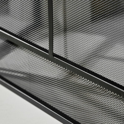Contemporary Style Matte Black Fire Screen 3 Folding  Window Pane Contemporary Fire Guard - 4